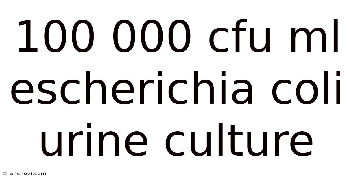 100 000 Cfu Ml Escherichia Coli Urine Culture