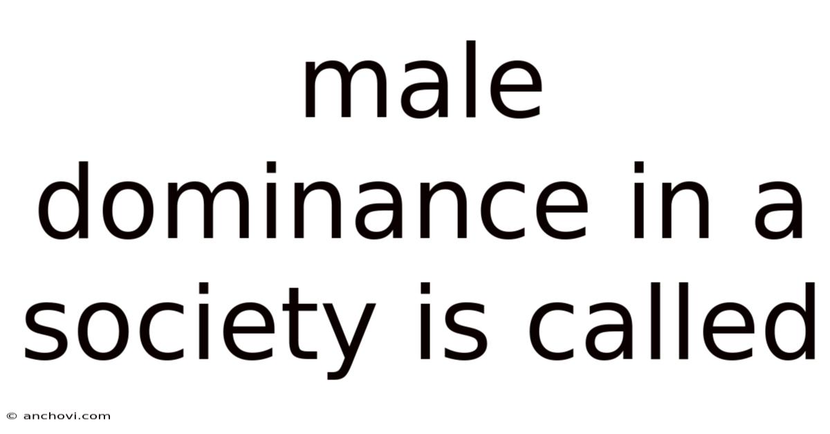 Male Dominance In A Society Is Called