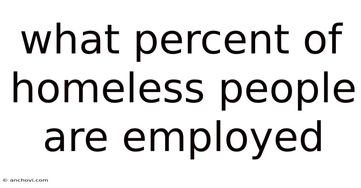 What Percent Of Homeless People Are Employed